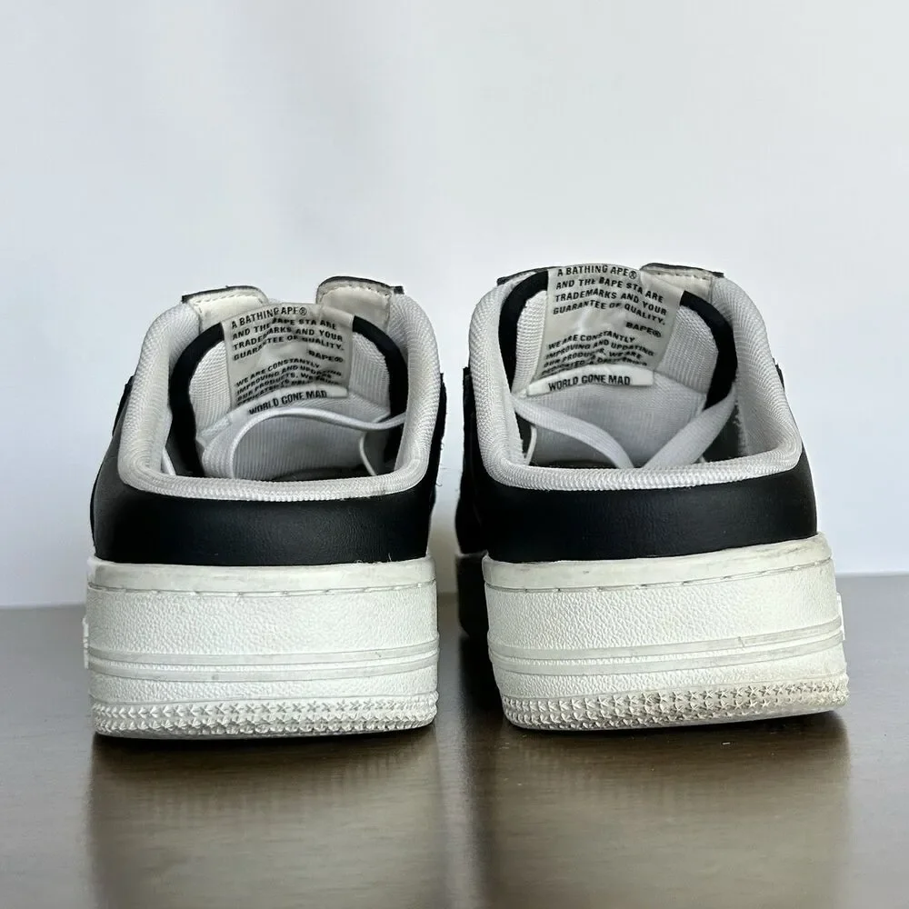 BAPE Sta Black White Low Top Sneakers Men’s Size 9 Streetwear Shoes